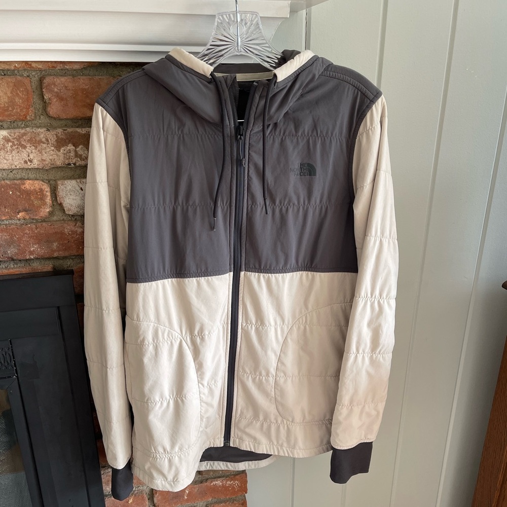 The North Face Women’s Gray and Cream Hooded Jacket Size Medium